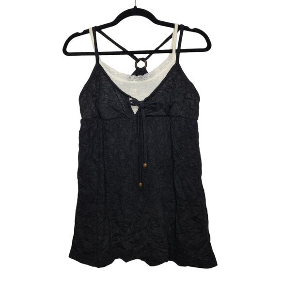Vintage y2k Cami Tank Top Halter Peplum Babydoll Goth Emo Office Siren Medium - Picture 1 of 5